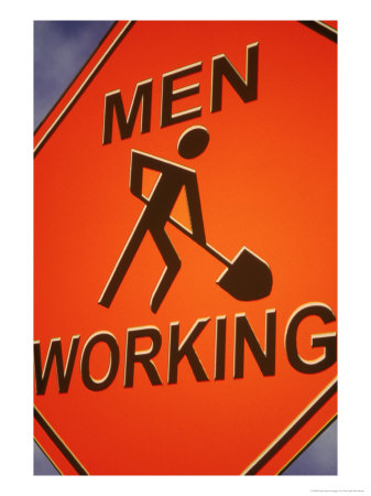 Sign Indicating Men At Work by Carol & Mike Werner Pricing Limited Edition Print image