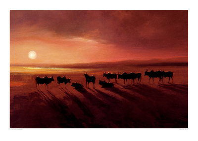 Zebu At Dusk by Jonathan Sanders Pricing Limited Edition Print image