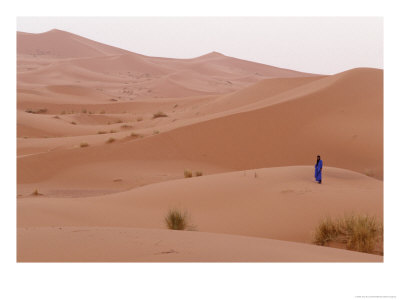 Man In Traditional Dress On Erg Chebbi Sand Dunes, Morocco by John & Lisa Merrill Pricing Limited Edition Print image