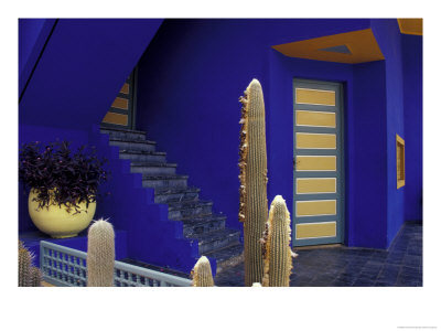 Door And Plants In Jardin Majorelle, Marrakech, Morocco by Darrell Gulin Pricing Limited Edition Print image