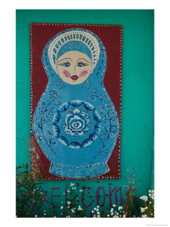 Russian Folk Art At The Samovar Cafe, Nikolaevsk, Kenai Peninsula, Alaska, Usa by Walter Bibikow Pricing Limited Edition Print image
