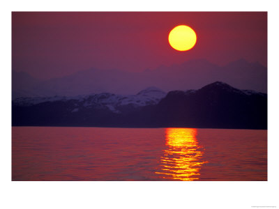 Sunset Over The Prince William Sound And Chugach Mountains, Alaska, Usa by Hugh Rose Pricing Limited Edition Print image