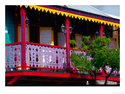 Dutch Buildings In Philipsburg, St. Maarten, Caribbean by Greg Johnston Pricing Limited Edition Print image