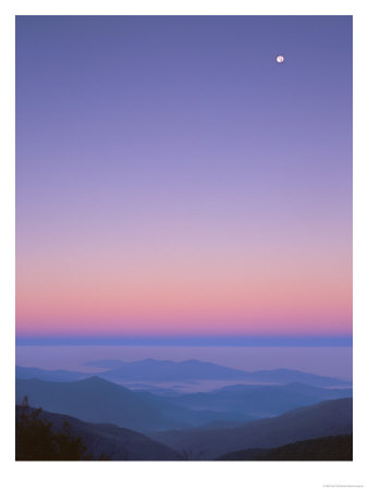 Full Moon Over The Smokies, Cherohala Skyway, Great Smoky Mountains National Park, Tennessee, Usa by Rob Tilley Pricing Limited Edition Print image