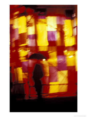 Umbrella With Wall Of Lights, Seattle, Washington, Usa by John & Lisa Merrill Pricing Limited Edition Print image