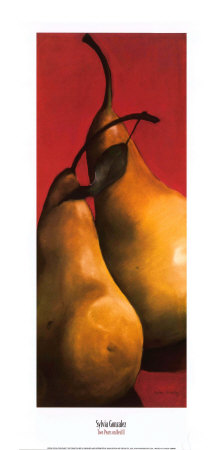Two Pears On Red Ii by Sylvia Gonzalez Pricing Limited Edition Print image