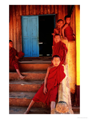 Novice Monks At Country Temple, Hsipaw, Myanmar (Burma) by Frank Carter Pricing Limited Edition Print image