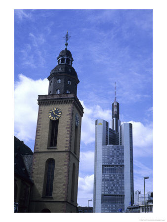 New And Old Stand Next To Each Other In The Business Capitol Of Europe, Frankfurt, Germany by Taylor S. Kennedy Pricing Limited Edition Print image