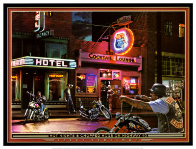Hot Nights And Chopped Hogs On Highway 40 by Larry Grossman Pricing Limited Edition Print image