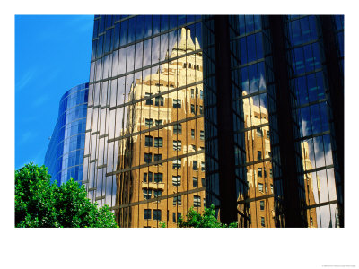 Marine Building Reflected In Burrard Street Building, Vancouver, Canada by David Tomlinson Pricing Limited Edition Print image