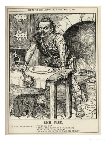 Lloyd George As A Giant Planning To Use His Mace (I.E. The Budget) To Bash The Rich by Bernard Partridge Pricing Limited Edition Print image