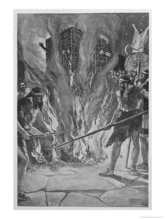 In Ancient Gaul Sacrificial Victims Are Crowded Into A Wicker Cage Which Is Then Set Alight by Stephen Reid Pricing Limited Edition Print image