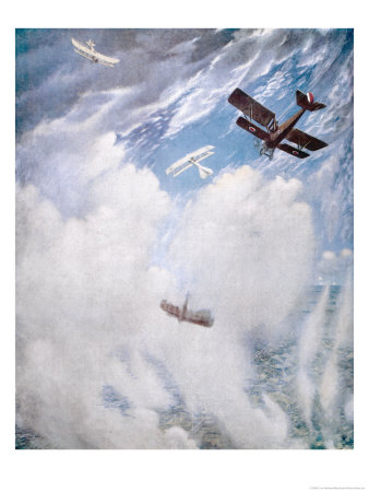 Dog-Fight Among The Clouds by C.R.W. Nevinson Pricing Limited Edition Print image