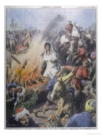 When Police At Rajadhar India Try To Prevent A Widow From Joining Her Husband by Aldo Torchio Pricing Limited Edition Print image