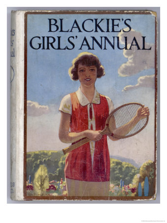 Cover Of Blackie's Girls' Annual Showing A Girl With A Tennis Racquet by Wallcousins Pricing Limited Edition Print image