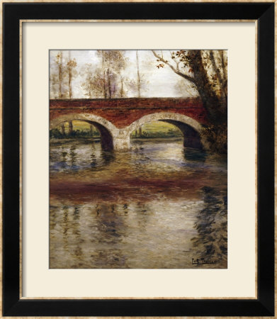 A River Landscape With A Bridge by Fritz Thaulow Pricing Limited Edition Print image