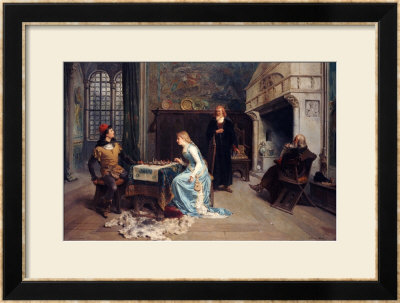 Fernando And Iolanda Playing Chess by Girolamo Induno Pricing Limited Edition Print image