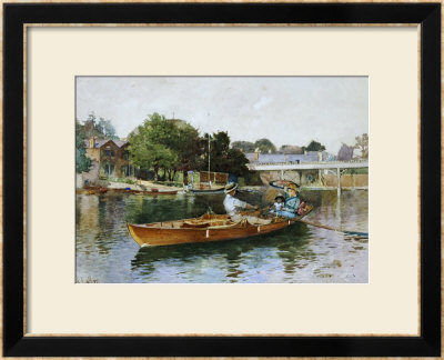 A Boating Party On The Thames At Cookham by Hector Caffieri Pricing Limited Edition Print image