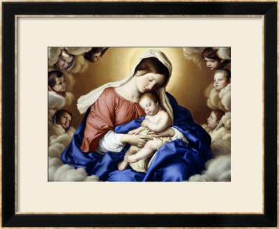 The Madonna And Child In Glory With Cherubs by Giovanni Battista Salvi Da Sassoferrato Pricing Limited Edition Print image