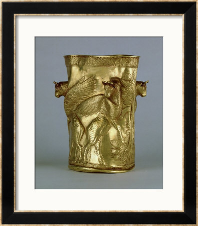 Beaker Decorated With Winged Bulls Flanking A Tree, From Marlik, Iran, Circa 12Th-11Th Century Bc by Elamite Pricing Limited Edition Print image