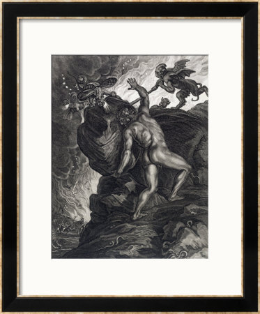 Sisyphus Pushing His Stone Up A Mountain, 1731 by Bernard Picart Pricing Limited Edition Print image