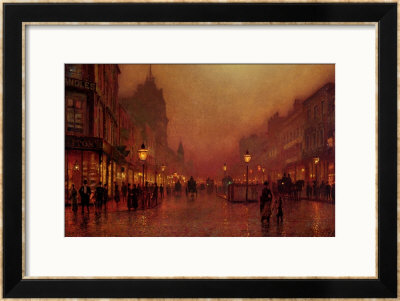 A Street At Night by John Atkinson Grimshaw Pricing Limited Edition Print image