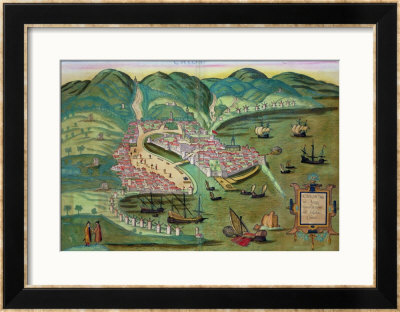 Map Of Chios, From Civitates Orbis Terrarum By Georg Braun And Frans Hogenberg Circa 1572-1617 by Joris Hoefnagel Pricing Limited Edition Print image