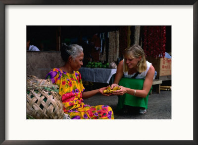 Female Tourist Buying Bananas From Local Woman At Market, Apia, Samoa by Philip & Karen Smith Pricing Limited Edition Print image