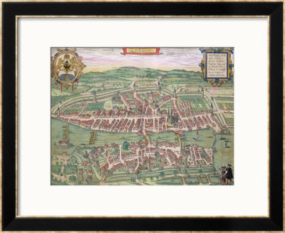 Map Of Zurich, From Civitates Orbis Terrarum By Georg Braun And Frans Hogenberg Circa 1572-1617 by Joris Hoefnagel Pricing Limited Edition Print image