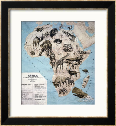 Map Of Animals In Africa Sf by Janos Balint Pricing Limited Edition Print image