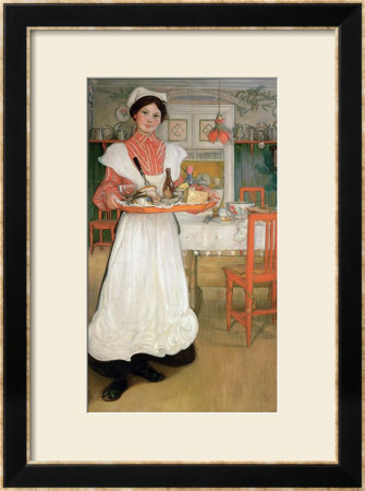 Martina Carrying Breakfast On A Tray, 1904 by Carl Larsson Pricing Limited Edition Print image