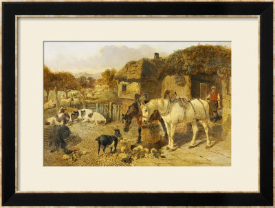 A Farmyard Scene With Plough Horses, Ducks, Cows by John Frederick Herring I Pricing Limited Edition Print image