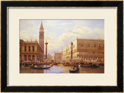 A View Of The Piazzetta With The Doges Palace From The Bacino, Venice by Salomon Corrodi Pricing Limited Edition Print image