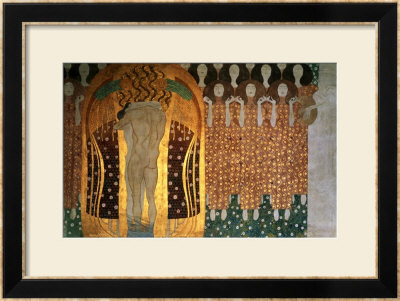 Here's A Kiss To The Whole World!, Detail Of The Beethoven Frieze, 1902 by Gustav Klimt Pricing Limited Edition Print image