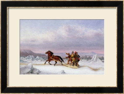 Crossing The St. Lawrence From Levis To Quebec On A Sleigh by Cornelius Krieghoff Pricing Limited Edition Print image
