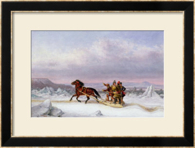 Crossing The St. Lawrence From Levis To Quebec On A Sleigh by Cornelius Krieghoff Pricing Limited Edition Print image