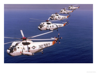 Navy Helicopters Flying Over The Ocean by Robert Marien Pricing Limited Edition Print image