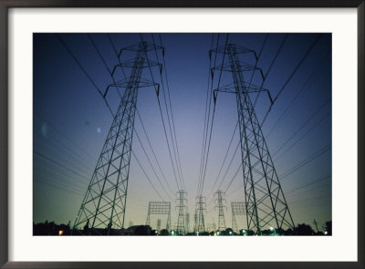 Setting Sun Silhouettes Tall, High-Tension-Wire Towers by Emory Kristof Pricing Limited Edition Print image