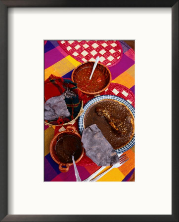 Chicken With Mole, Salsa Roja And Blue Corn Tortillas, Tepoztlan, Morelos, Mexico by Greg Elms Pricing Limited Edition Print image