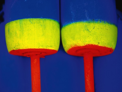 Brightly Colored Buoys by Alison Shaw Pricing Limited Edition Print image
