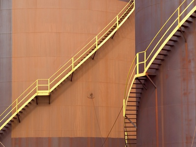 Detail Of Stairs On Large Storage Tanks by Tobias Titz Pricing Limited Edition Print image