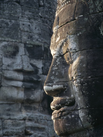 Cambodia Siem Reap Bayon Temple Carved Face by Paul Seheult Pricing Limited Edition Print image