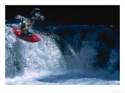 Kayaker Running A Double Drop At The 2002 Oregon Cup Canyon Creek Extreme Downriver Race, Washingto by Mike Tittel Pricing Limited Edition Print image