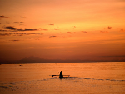 Lone Fisherman At Sunset, Panglao Island, Bohol, Philippines, Central Visayas by John Pennock Pricing Limited Edition Print image