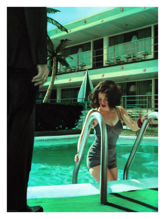 Pin-Up Girl: Caribbean Motel Poolside by Richie Fahey Pricing Limited Edition Print image