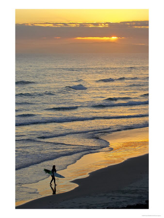 Surfer At Blackhead Beach, South Of Dunedin, South Island, New Zealand by David Wall Pricing Limited Edition Print image