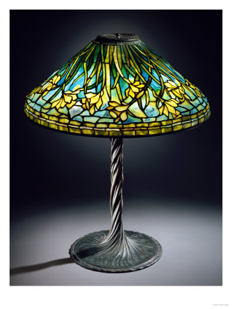 A 'Daffodil' Leaded Glass And Bronze Table Lamp by Maurice Bouval Pricing Limited Edition Print image