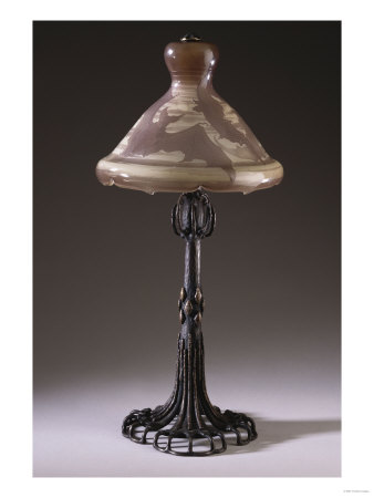 An Overlaid And Etched Glass And Wrought-Iron Table Lamp by Daum Pricing Limited Edition Print image