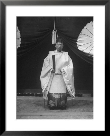 High Priest Matsutaro Suzuki Standing Outside Inari Shrine by Dmitri Kessel Pricing Limited Edition Print image