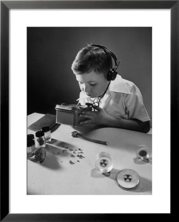 Geiger Counter With Earphones Sensitive Enough To Detect Radioactivity Of A Watch by Bernard Hoffman Pricing Limited Edition Print image